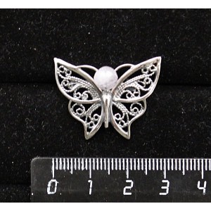 Брошь с аметистом "бабочка " в мельхиоре, 29х22мм