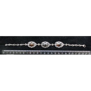 Браслет из агата черного, основа "принцесса" овал 14х10мм, на цепочке