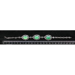 Браслет из агата зеленого (тонировка), основа "принцесса" овал 14х10мм, на цепочке