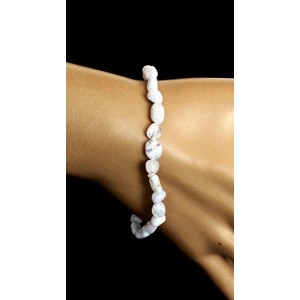 Браслет из агата голубого (сапфирина), мятый овал 5-9мм