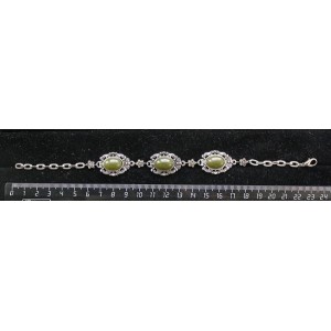 Браслет из нефрита, основа "принцесса" овал 14х10мм, на цепочке