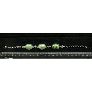 Браслет из нефрита, овал, 18х13мм, на цепочке