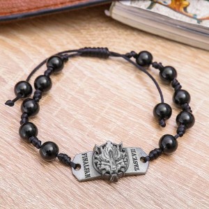 Браслет мужской "Воин" прямоугольник с тигром, цвет чёрный, цвет серебристый (пластик, текстиль)