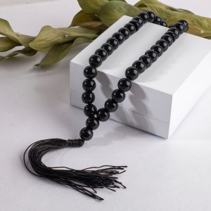 Чётки шар №10  агат чёрный 33 бусины