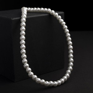 Бусы жемчуг "Невеста" бусины d=1, цвет белый (пластик, бижутерный сплав)