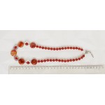 Колье из сердолика монетки 20мм через шарик 8мм в овальной рамке