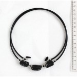 Колье из турмалина черного (шерл) необработанного на струнке, 3 камня