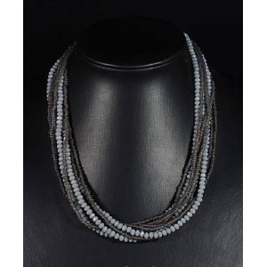 Бусы из циркона с бисером 9 нитей цв.серый, 48см