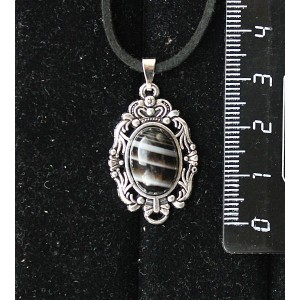 Кулон из агата черного, основа "принцесса", овал 14х10мм