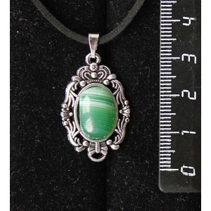 Кулон из агата зеленого (тонировка), основа "принцесса", овал 14х10мм