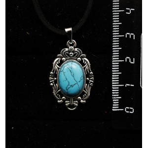 Кулон из бирюзы (имитация), основа "принцесса", овал 14х10мм