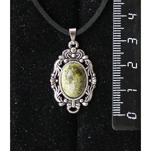 Кулон из змеевика, основа "принцесса", овал 14х10мм