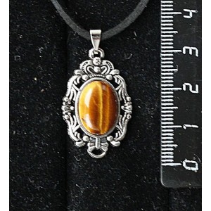 Кулон из тигрового глаза, основа "принцесса", овал 14х10мм