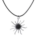 Кулон на шнурке "Солнце", цвет чёрный, цвет серебристый, 45 см (пластик, текстиль, бижутерный сплав)
