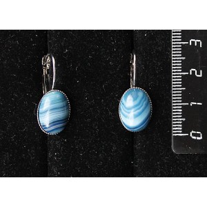 Cерьги из агата синего (тонировка), овал 14х10мм, замок петелька