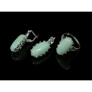 Кольцо Серьги с авантюрином зелёным Кольцо Серьги с авантюрином зелёным