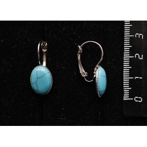 Cерьги из бирюзы (имитация), овал 14х10мм, замок петелька