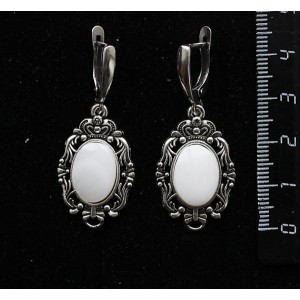 Серьги из перламутра, основа "принцесса", овал 14х10мм, швензы посеребрение