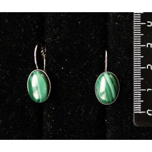 Cерьги из малахита, овал 14х10мм, замок петелька