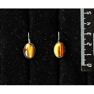 Cерьги из тигрового глаза, овал 14х10мм, замок петелька