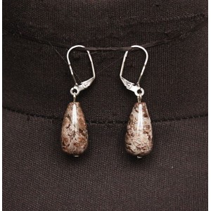 Серьги из яшмы пестрой, капелька 20х10мм