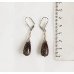 Серьги из яшмы пестрой, капелька 20х10мм с шапочкой+бусина хрусталь