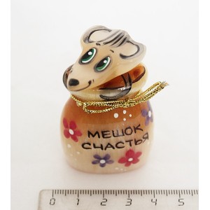 Крыса в мешке счастья из селенита 60*40*35мм