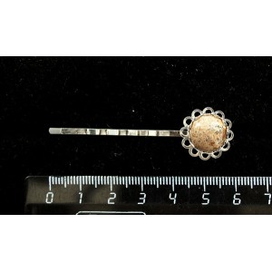 Заколка-невидимка с яшмой песочной, круг 12мм