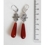 Серьги из сердолика, капелька 30мм, коннектор "маргаритка"