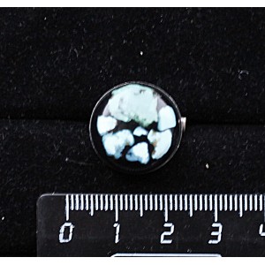 Брошь из бирюзы натуральной (мозаика), круг 18мм
