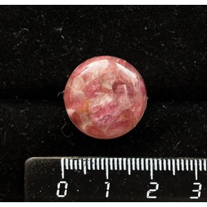 Брошь из турмалина розового (кабошон-мозаика), круг 18мм