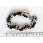 Браслет из клинохлора (серафинита) и агата серога, галтовка две нити