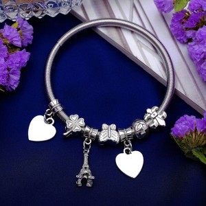 Браслет металл "Марджери" символы удачи, цвет серебро