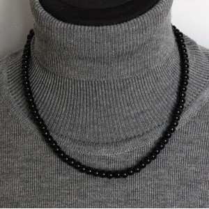 Бусы из агата черного (иск.), шарик 6мм, 44см