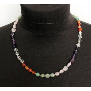 Бусы из аметиста, горного хрусталя, авантюрина, сердолика и кварца розового, овалы