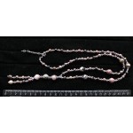 Колье-галстук из родонита, шарики 10мм, 8мм и 6мм + хрусталь