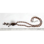 Колье-галстук из тигрового глаза, галтовка с гранями 30х20мм и шарик 6мм + хрусталь