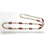 Бусы из сердолика и унакита, бочонок 30х10мм и шарик 8мм, 6мм + хрусталь, 107см