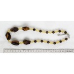 Бусы из тигрового глаза и цитрина, галтовка с гранями 30х20мм и шарик 10мм + хрусталь