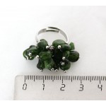 Кольцо с хромдиопсидом "гроздь", овалы 5-8мм