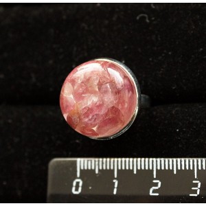 Кольцо из турмалина розового (кабашон-мозаика), круг 18мм, безразмерное