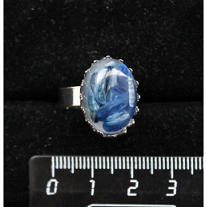 Кольцо с кианитом (кабошон-мозаика) овал 18х13мм, безразмерное