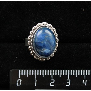 Кольцо с кианитом (кабошон-мозаика), овал 18x13, литая оправа, безразмерное