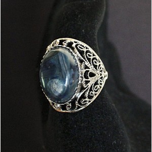 Кольцо из кианита (кабошон-мозаика), филигрань, ручная работа, камень овал 18х13мм
