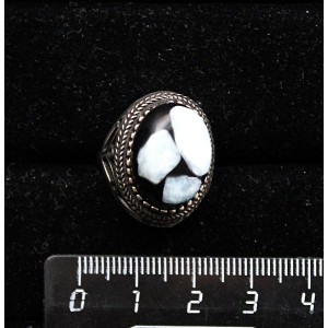 Кольцо из ларимара (кабошон-мозаика) овал, 18х13мм