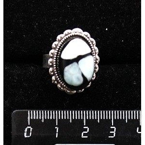Кольцо с ларимара (кабошон-мозаика), овал 18x13, литая оправа, безразмерное