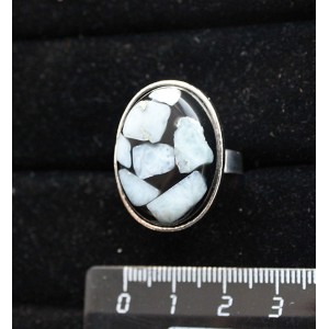 Кольцо с ларимаром (кабошон-мозаика), овал 25х18мм, безразмерное (литая оправа)