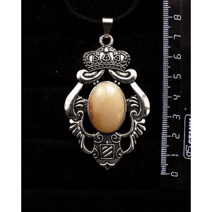 Кулон из авантюрина желтого, овал 25х18мм, оправа "императрица"
