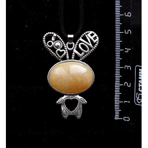 Кулон из авантюрина желтого, "зайчик", овал 25х18мм