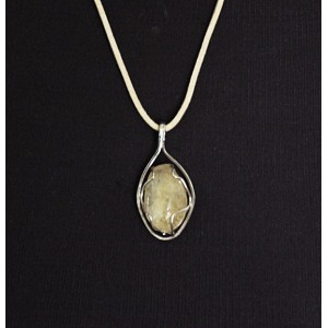 Кулон из цитрина, галтовка в мельхиоре